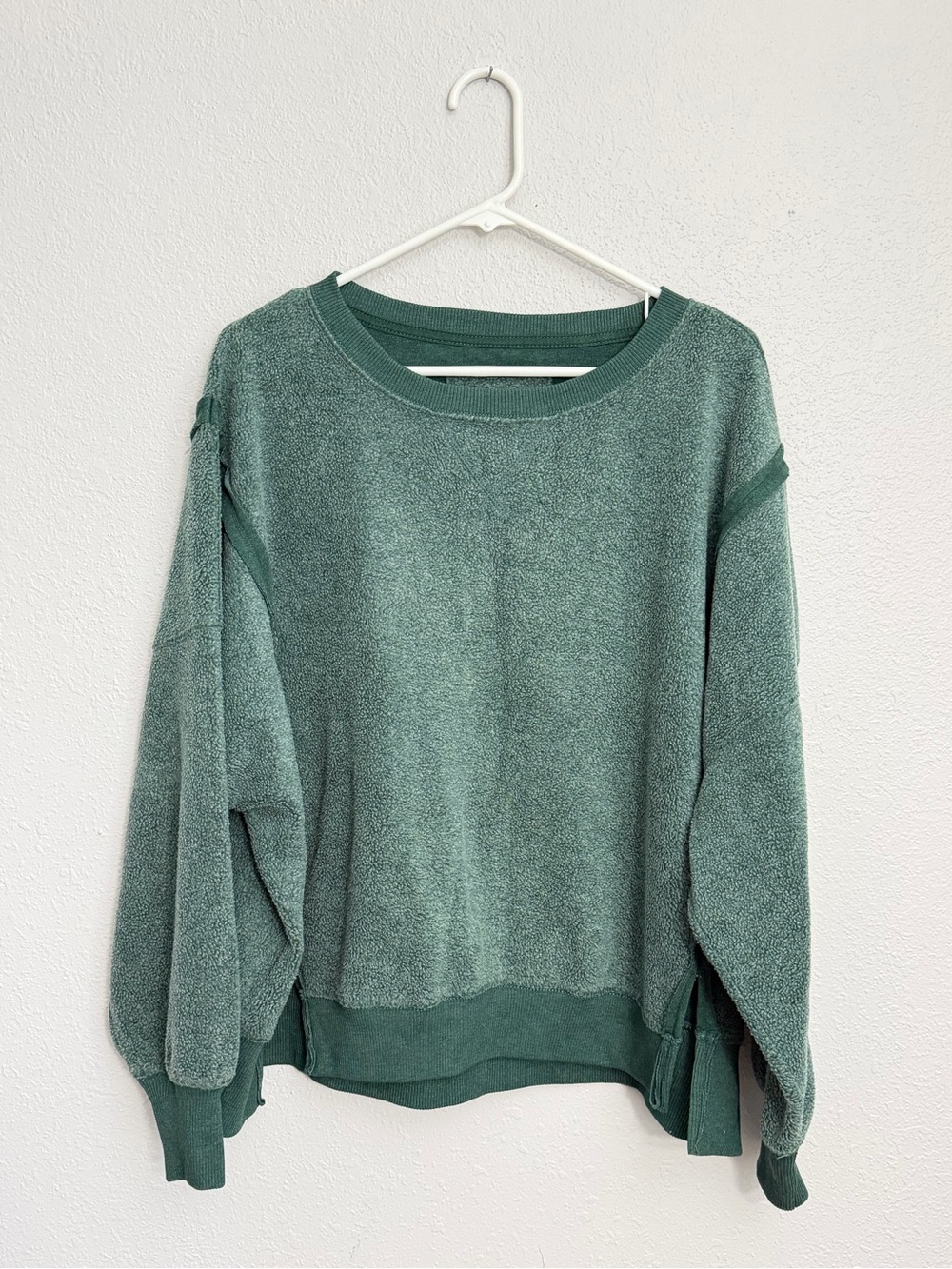 American Eagle Outfitters This Feels Seriously Huggable Teal Crewneck Sweater